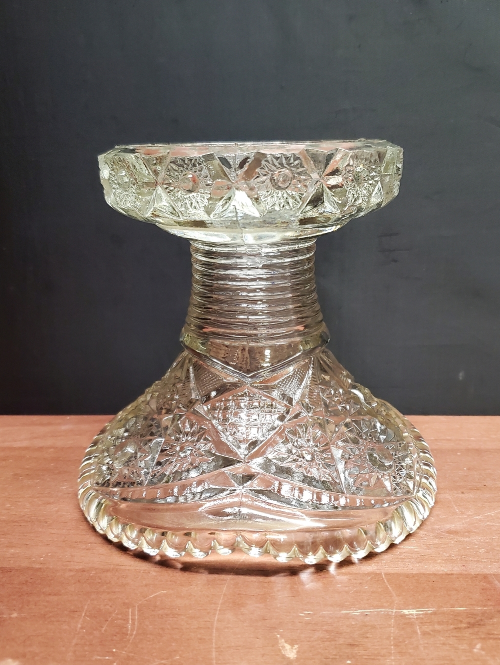 Vintage McKee Pressed Glass Punch Bowl BASE STAND Crystal Cut